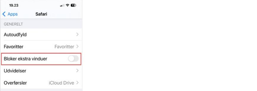 Fjern blokering af pop-up vinduer - iPad og iPhone