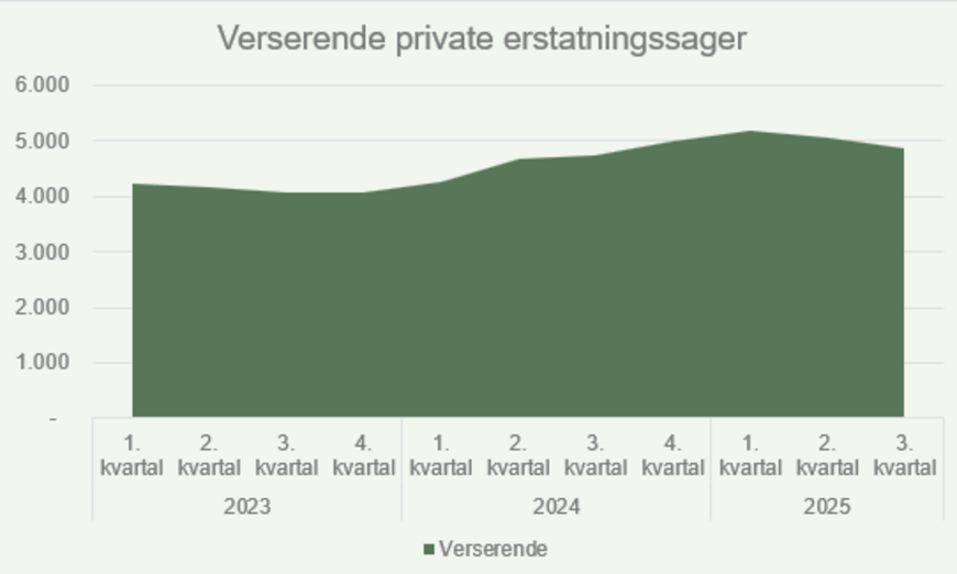 Verserende private erstatningssager